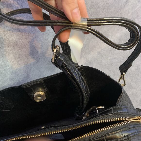 NWT A New Day Black Vegan Leather Handbag, Faux Crocodile Purse Adjustable - Picture 10 of 14